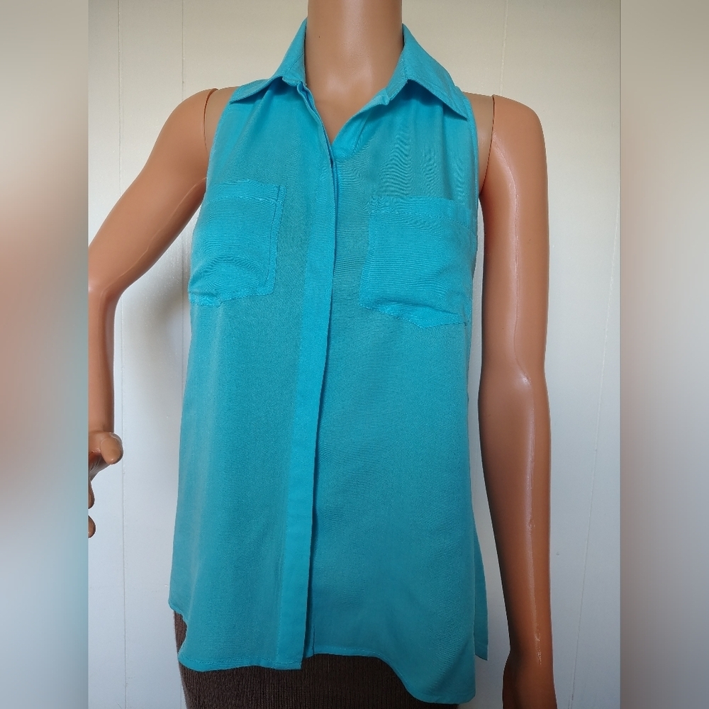 INC International Concepts Sleeveless Turquoise Blouse Size XS